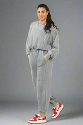 Acid Wash Sweat & Bubble Hem Jogger Set – Women’s Co-Ord Tracksuit