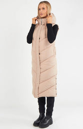 Long Padded Hooded Vest Jacket – Women’s Sleeveless Puffer Coat