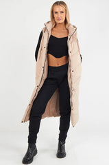 Long Padded Hooded Vest Jacket – Women’s Sleeveless Puffer Coat