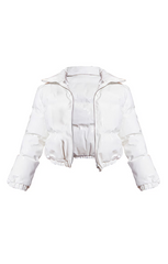 Ruched Puffer Jacket – Women’s Stylish Winter Coat