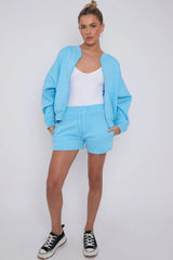 Bomber Style Zip Top & Shorts Set – Women’s Casual Co-Ord Outfit