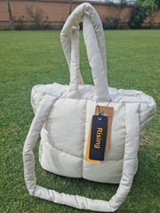 Large Quilted Square Bag with Handle – Queenie Zipper Tote Bag