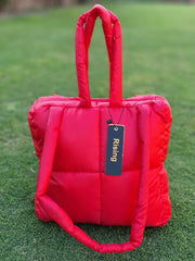 Large Quilted Square Bag with Handle – Queenie Zipper Tote Bag