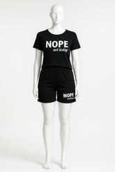 Women’s Slogan Print T-Shirt & Shorts Set – Casual 2 Piece Lounge Outfit