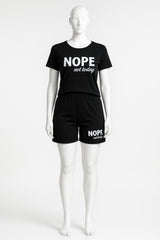 Women’s Slogan Print T-Shirt & Shorts Set – Casual 2 Piece Lounge Outfit