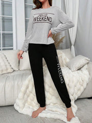 Comfy Letter Print Pajama Set – Women’s Soft Loungewear Co-Ord Set