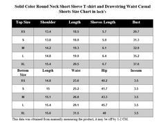 ROUND NECK SHORT SLEEVE T-SHIRT AND DRAWSTRING WAIST CASUAL SHORTS