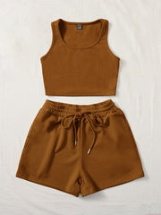 SCOOP NECK TANK TOP AND TRACK SHORTS