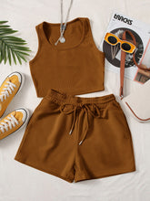 SCOOP NECK TANK TOP AND TRACK SHORTS