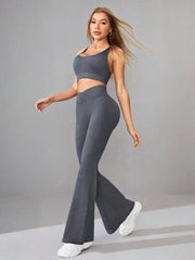 CHARCOAL YOGA RIBBED WORKOUT SET-1