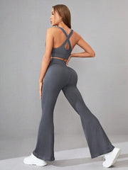 CHARCOAL YOGA RIBBED WORKOUT SET-1
