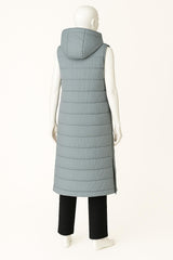 Women's Longline Hooded Sleeveless Puffer Jacket