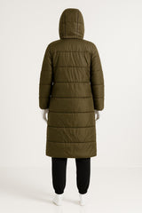 Women's Longline Quilted Hooded Coat