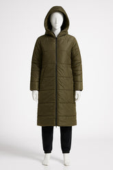 Women's Longline Quilted Hooded Coat