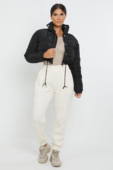 Padded Crop Puffer Jacket – Women’s Black Short Winter Coat