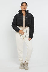Padded Crop Puffer Jacket – Women’s Black Short Winter Coat