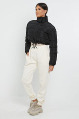 Padded Crop Puffer Jacket – Women’s Black Short Winter Coat