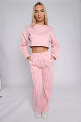 Seam Detail Joggers & Cropped Sweat Set – Women’s Co-Ord Tracksuit