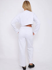 Seam Detail Joggers & Cropped Sweat Set – Women’s Co-Ord Tracksuit
