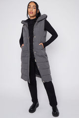 Longline Hooded Gilet – Women’s Sleeveless Puffer Vest
