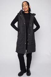 Longline Hooded Gilet – Women’s Sleeveless Puffer Vest