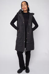 Longline Hooded Gilet – Women’s Sleeveless Puffer Vest
