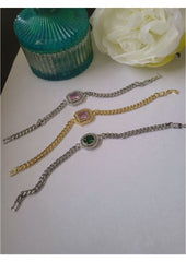 Luxury Square & Round Crystal Chain Bracelet
