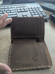 Handmade Genuine Leather Wallet – Slim Bifold Card Holder (Design 02)