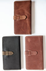 Leather Long Wallet – Slim Bifold Card Holder (Design 01)