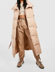 Belted Duvet Puffer Jacket – Women’s Warm Winter Coat
