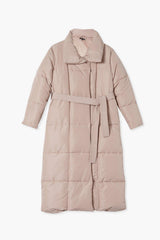 Belted Duvet Puffer Jacket – Women’s Warm Winter Coat