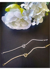 Crystal Heart Initial Tennis Bracelet – Personalized Women’s Elegant Jewelry
