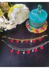 Red Flower Charm Bracelet.