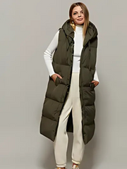 Longline Hooded Gilet – Women’s Sleeveless Puffer Vest