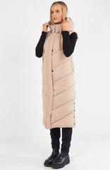 Long Padded Hooded Vest Jacket – Women’s Sleeveless Puffer Coat