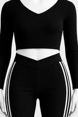 Teen Girls Flared Stripe Pants – High Stretch Knit Trousers with Side Stripe Detail