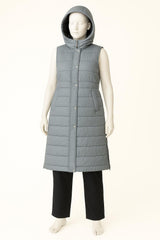 Women's Longline Hooded Sleeveless Puffer Jacket