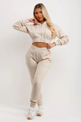 Cropped Zip Hoodie & Joggers Set – Women’s Tracksuit Co-Ord